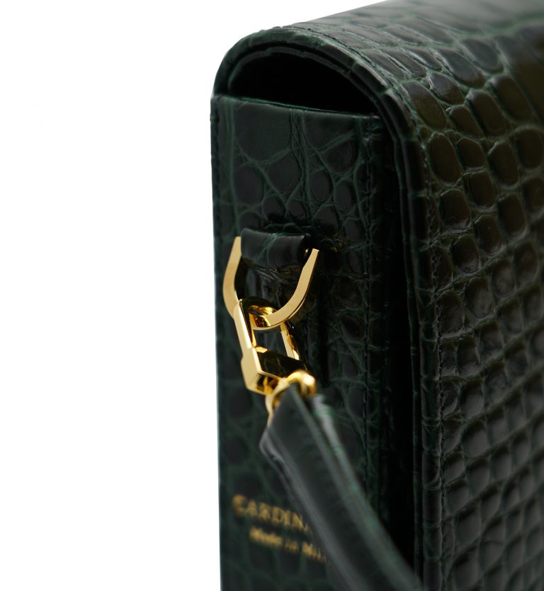 Lisa dark green croc embossed leather bag