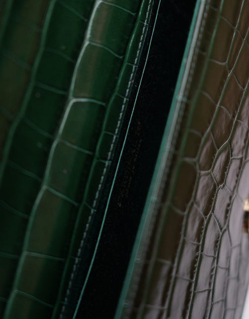 Load image into Gallery viewer, Lisa dark green croc embossed leather bag
