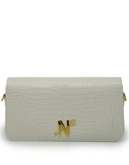 Load image into Gallery viewer, Lisa ivory croc embossed leather bag
