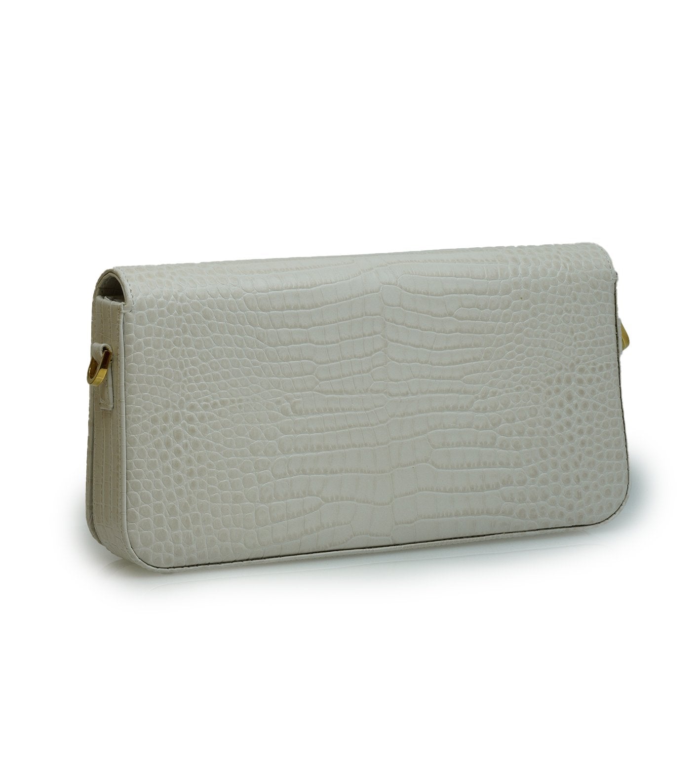 Lisa ivory croc embossed leather bag