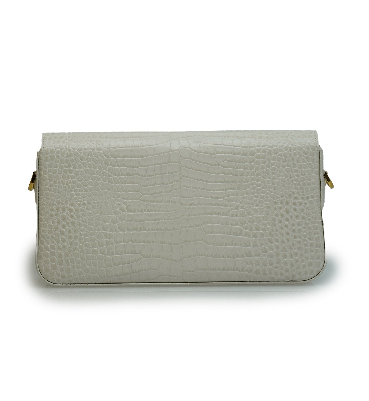 Lisa ivory croc embossed leather bag
