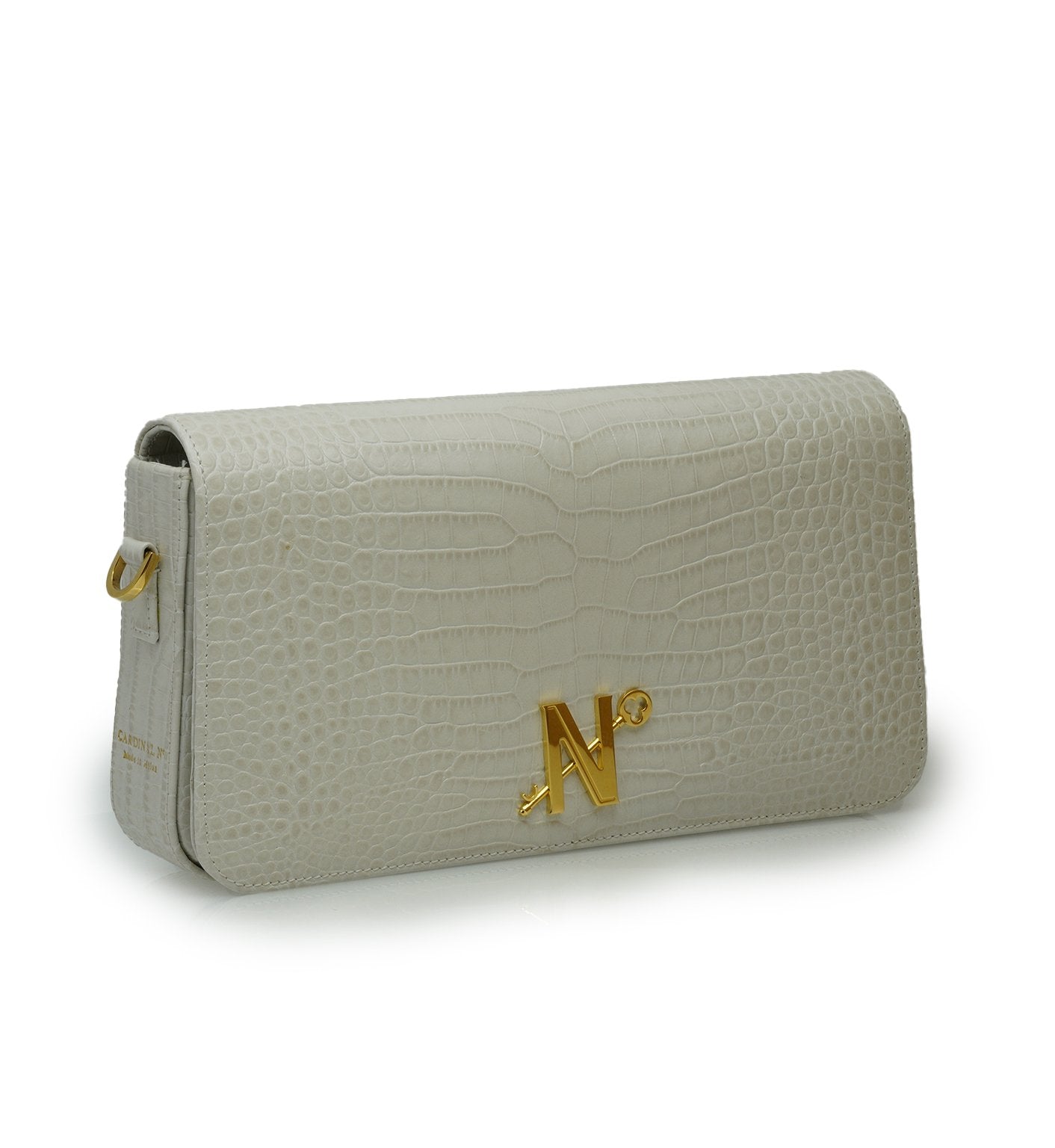 Lisa ivory croc embossed leather bag