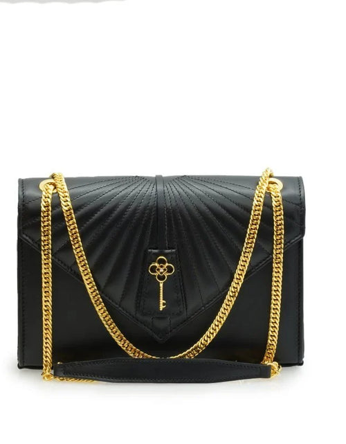 Load image into Gallery viewer, Milady black plain leather chain bag
