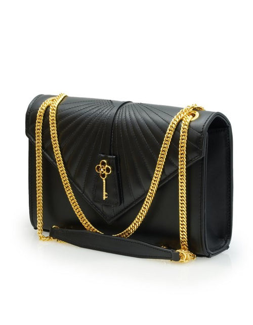 Load image into Gallery viewer, Milady black plain leather chain bag
