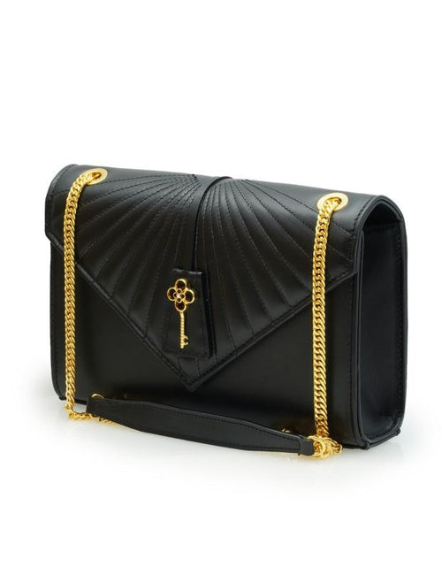 Load image into Gallery viewer, Milady black plain leather chain bag
