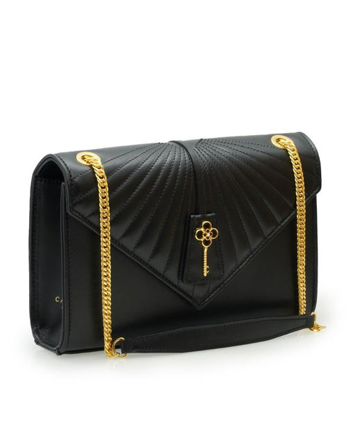 Load image into Gallery viewer, Milady black plain leather chain bag
