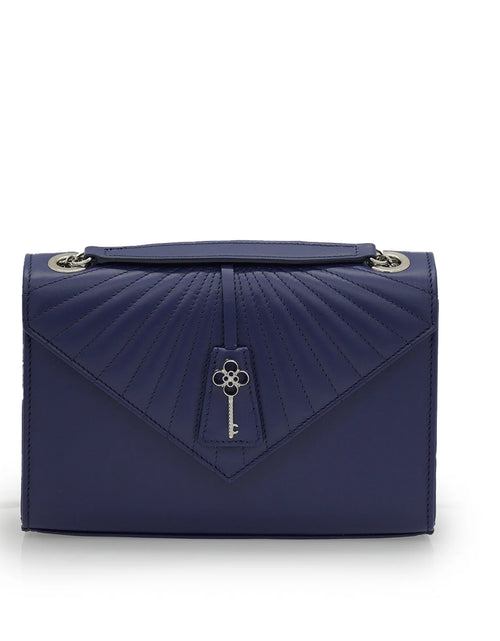 Load image into Gallery viewer, Milady blue navy color plain leather chain bag
