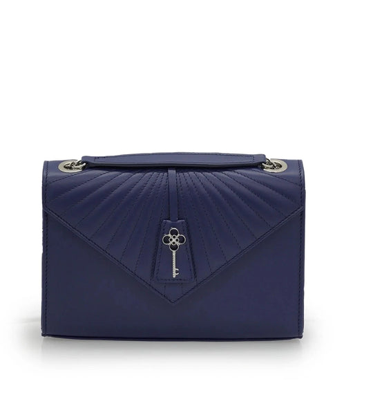 Milady blue navy color plain leather chain bag