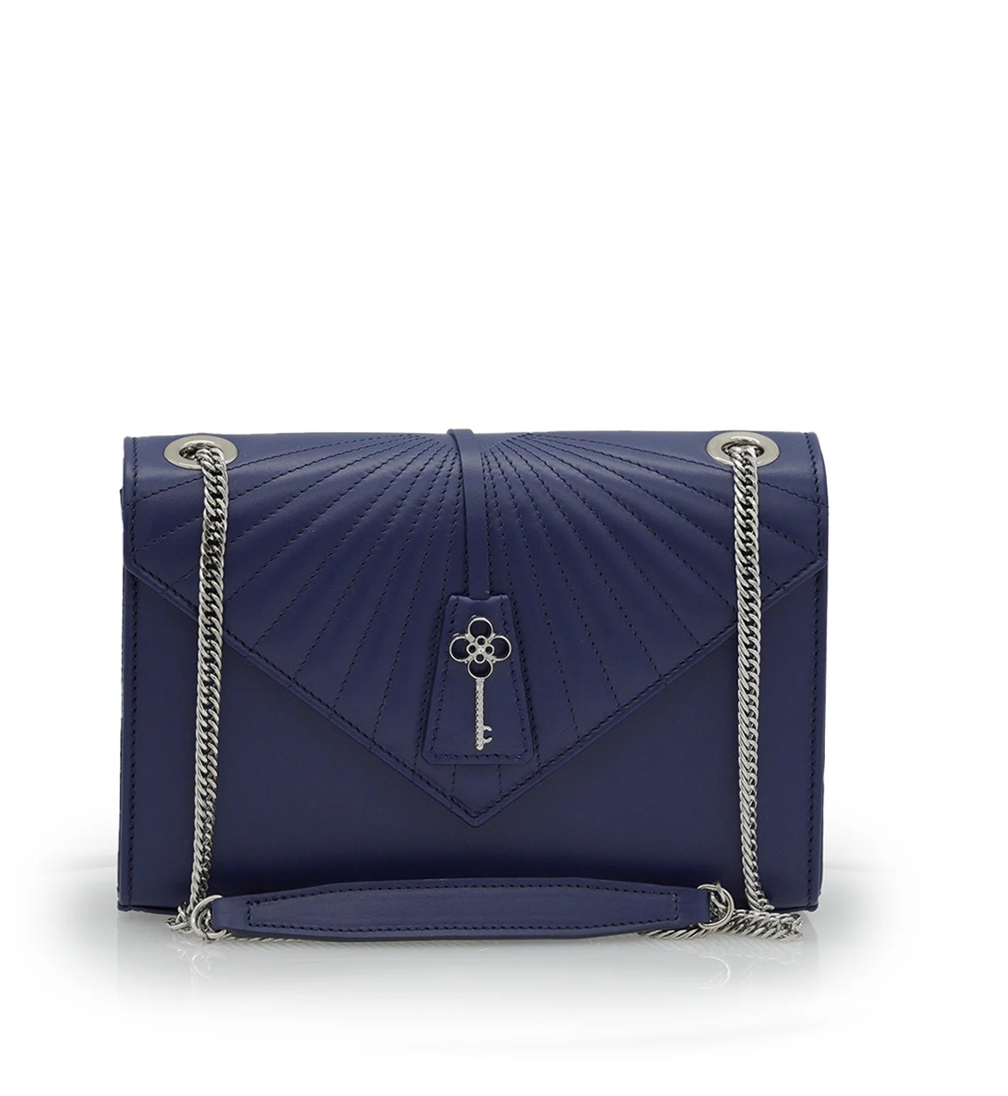 Milady blue navy color plain leather chain bag