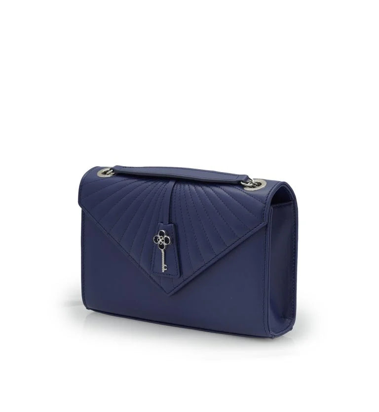 Milady blue navy color plain leather chain bag