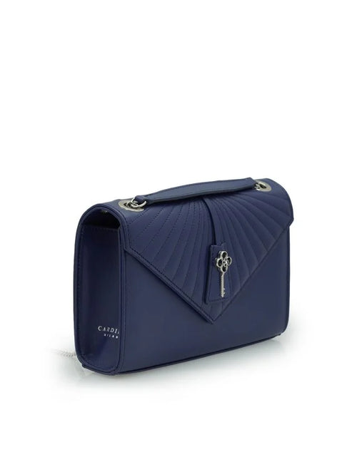 Load image into Gallery viewer, Milady blue navy color plain leather chain bag
