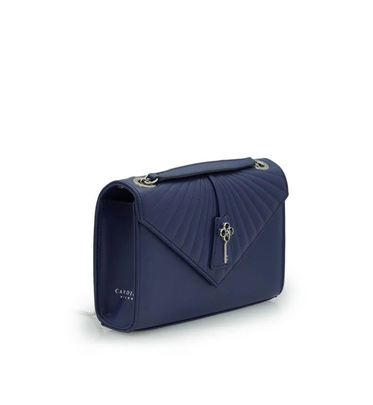 Milady blue navy color plain leather chain bag