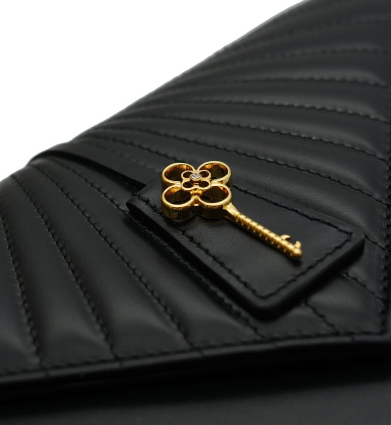 Milady black plain leather chain bag