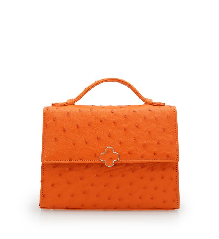 Miss Cardinal Orange ostrich leather bag