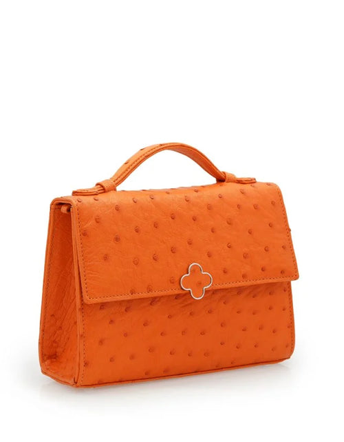 Load image into Gallery viewer, Miss Cardinal Orange ostrich leather bag
