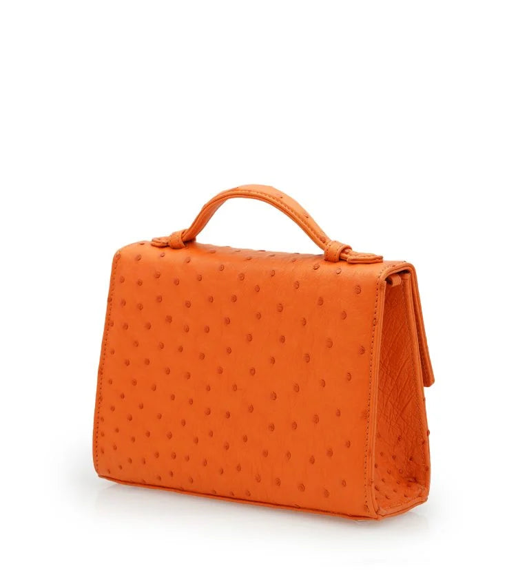 Miss Cardinal Orange ostrich leather bag