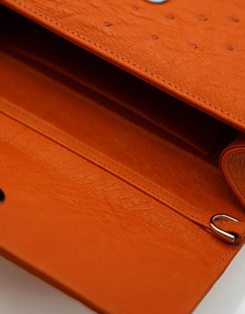 Load image into Gallery viewer, Miss Cardinal Orange ostrich leather bag
