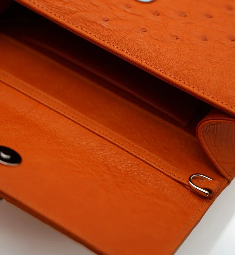 Miss Cardinal Orange ostrich leather bag