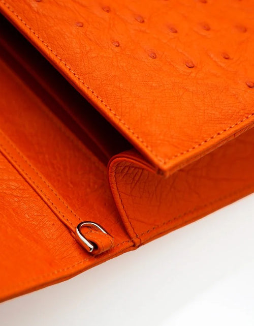 Load image into Gallery viewer, Miss Cardinal Orange ostrich leather bag
