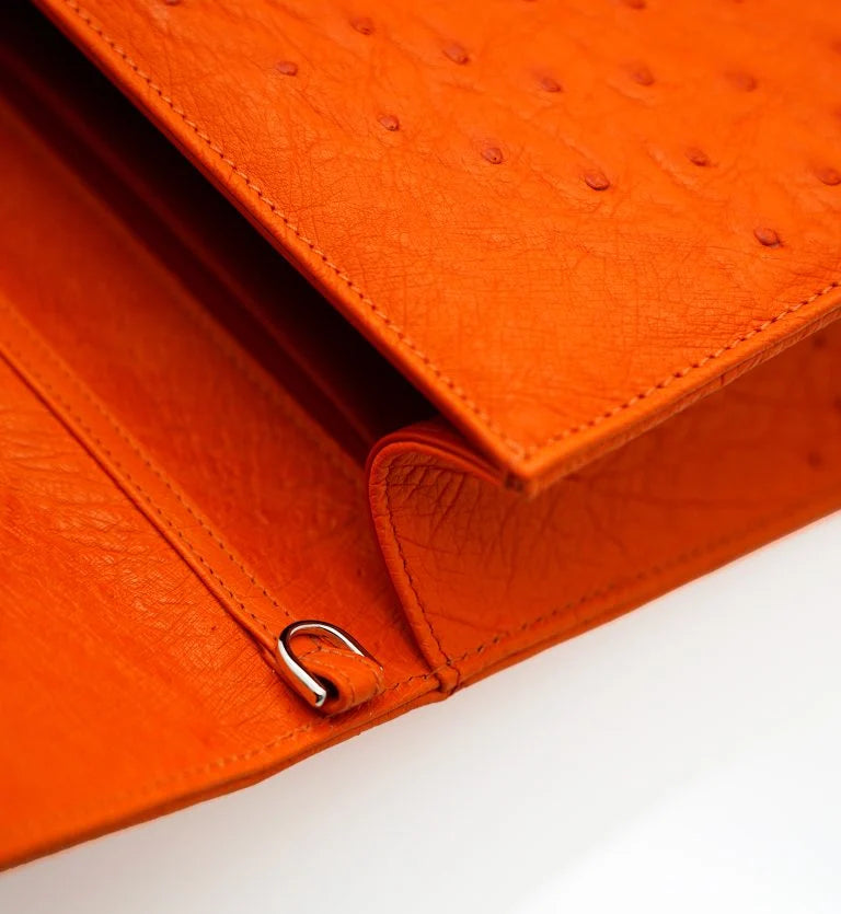 Miss Cardinal Orange ostrich leather bag