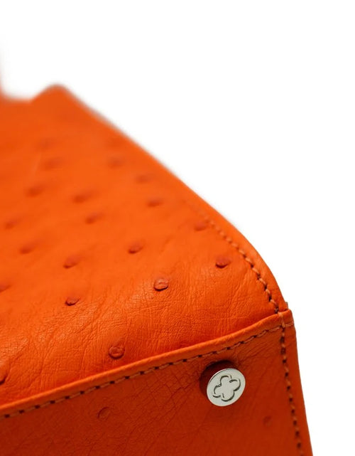 Load image into Gallery viewer, Miss Cardinal Orange ostrich leather bag
