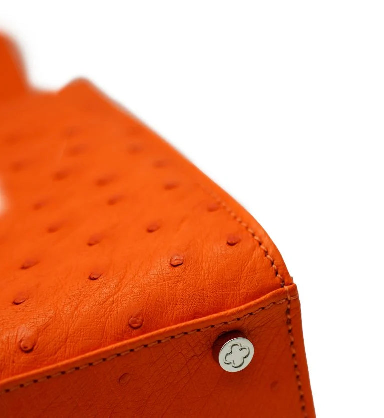 Miss Cardinal Orange ostrich leather bag