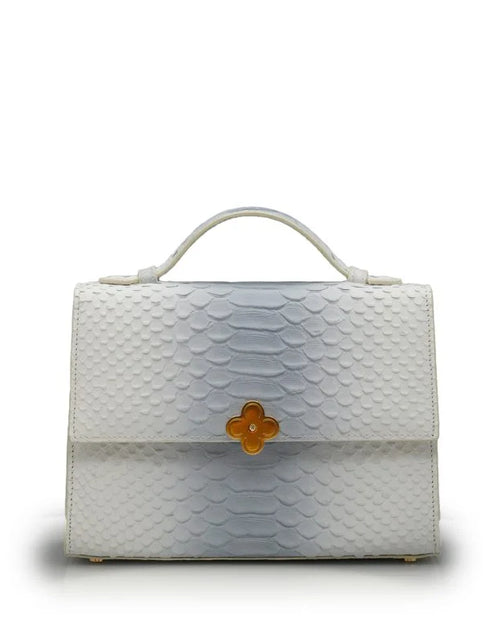 Load image into Gallery viewer, Miss Cardinal White blue python embossed leather bag

