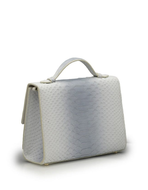 Load image into Gallery viewer, Miss Cardinal White blue python embossed leather bag
