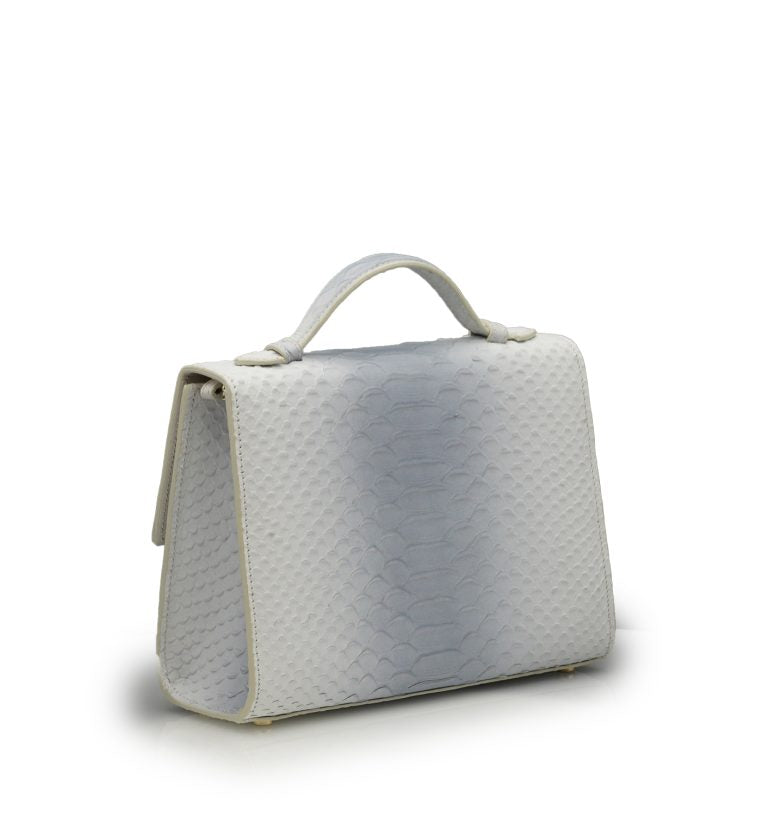 Miss Cardinal White blue python embossed leather bag