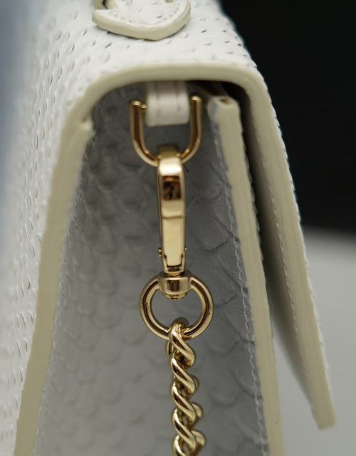 Load image into Gallery viewer, Miss Cardinal White blue python embossed leather bag
