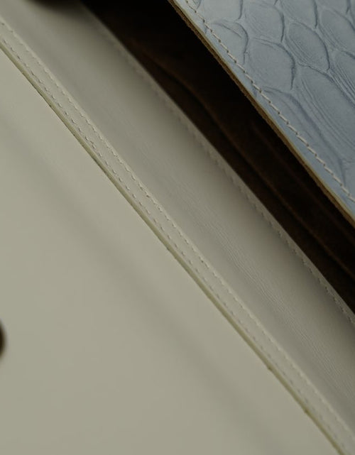 Load image into Gallery viewer, Miss Cardinal White blue python embossed leather bag

