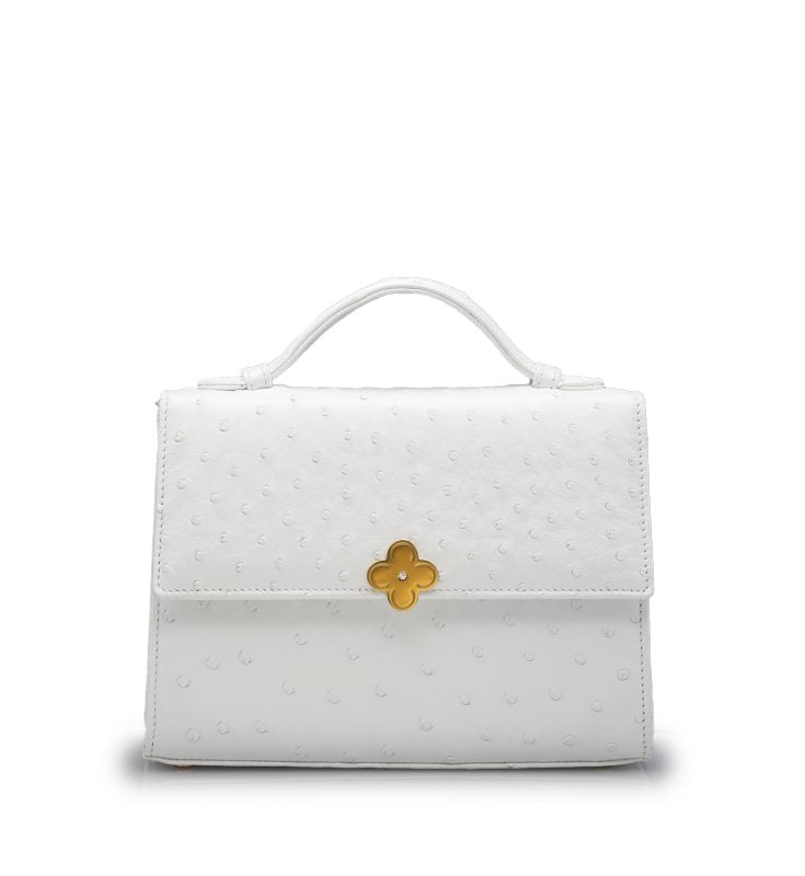 Miss Cardinal White ostrich leather bag