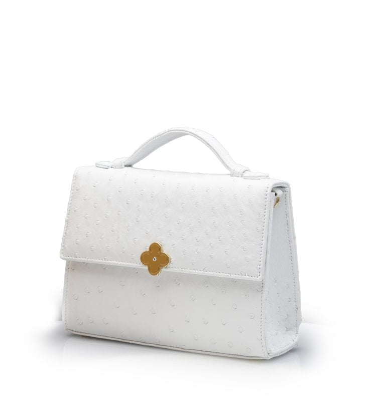 Miss Cardinal White ostrich leather bag