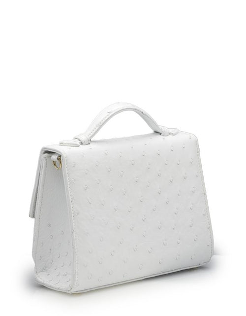 Load image into Gallery viewer, Miss Cardinal White ostrich leather bag
