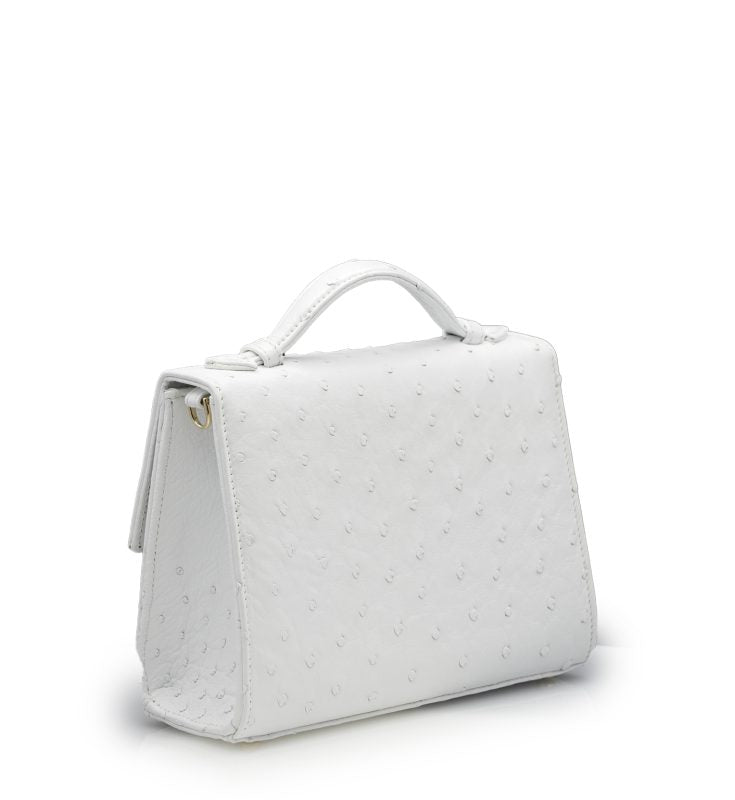 Miss Cardinal White ostrich leather bag