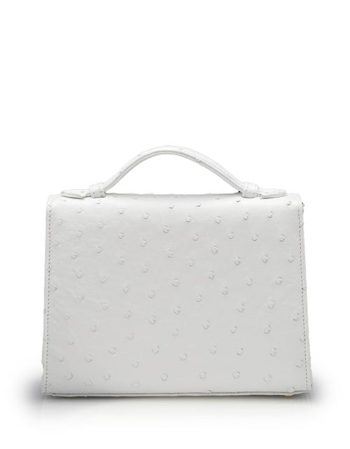 Load image into Gallery viewer, Miss Cardinal White ostrich leather bag
