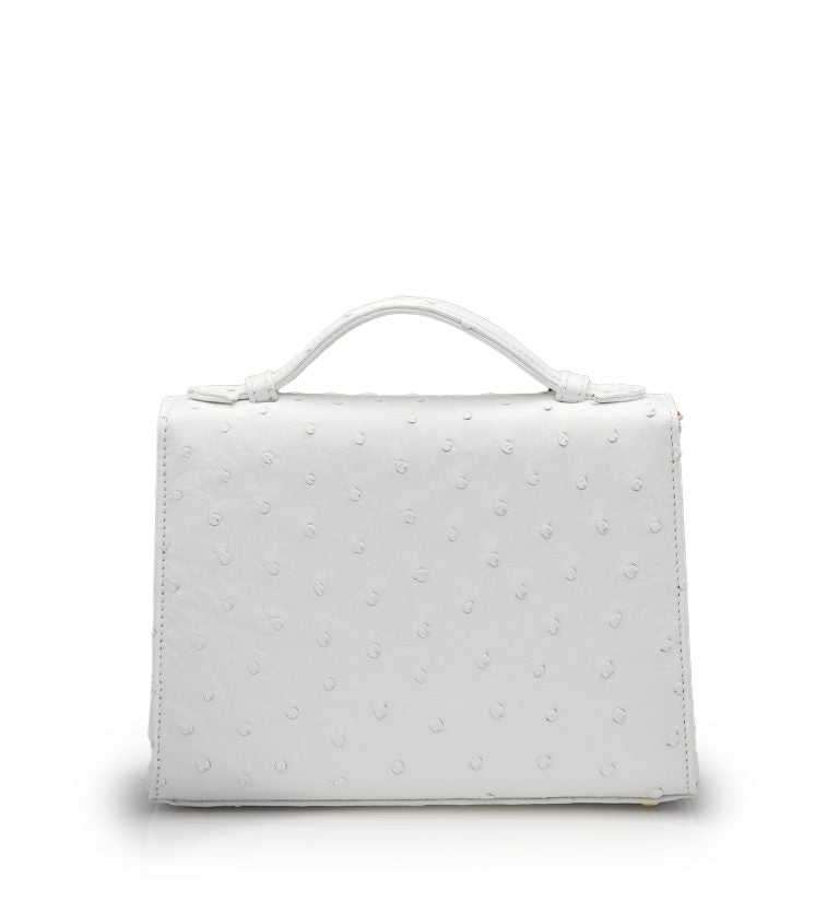 Miss Cardinal White ostrich leather bag