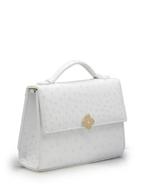 Load image into Gallery viewer, Miss Cardinal White ostrich leather bag
