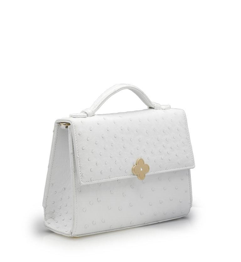 Miss Cardinal White ostrich leather bag