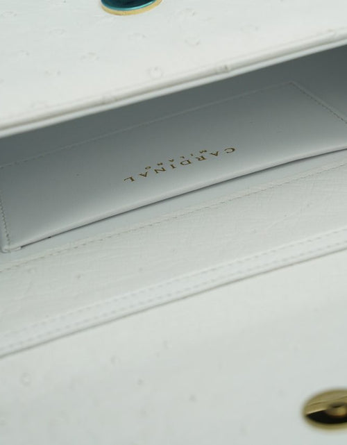 Load image into Gallery viewer, Miss Cardinal White ostrich leather bag
