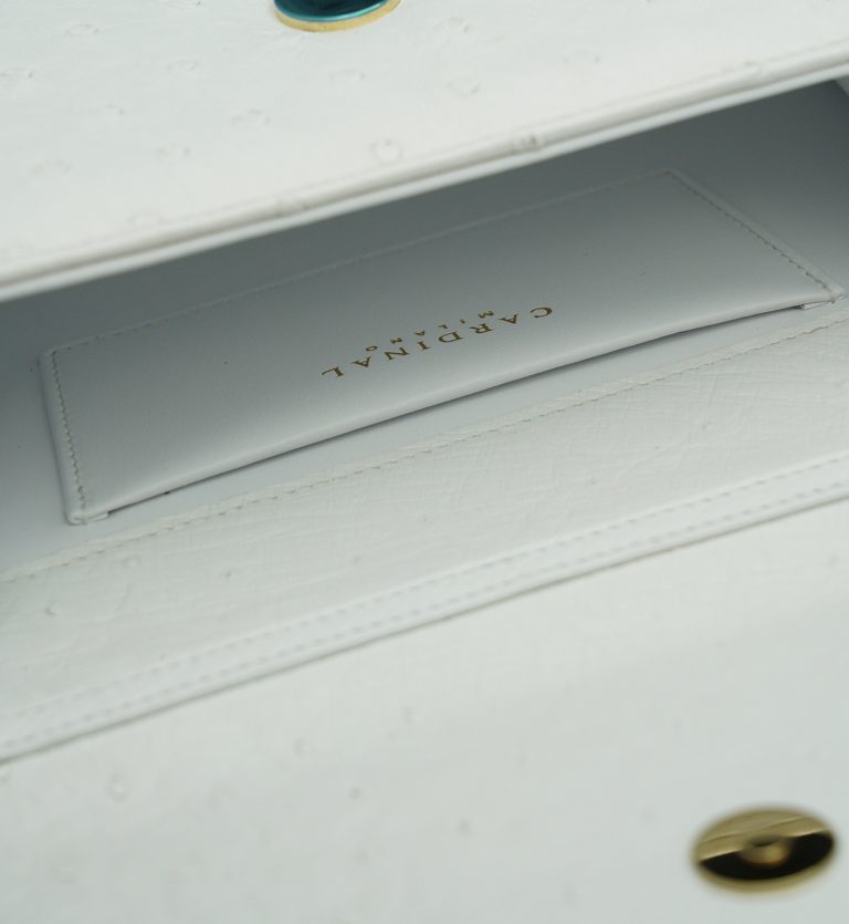 Miss Cardinal White ostrich leather bag