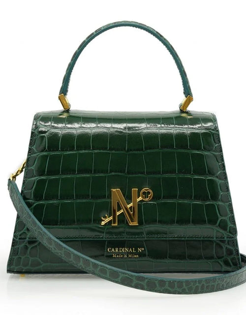 Load image into Gallery viewer, Lady Milan croc embossed green leather handbag
