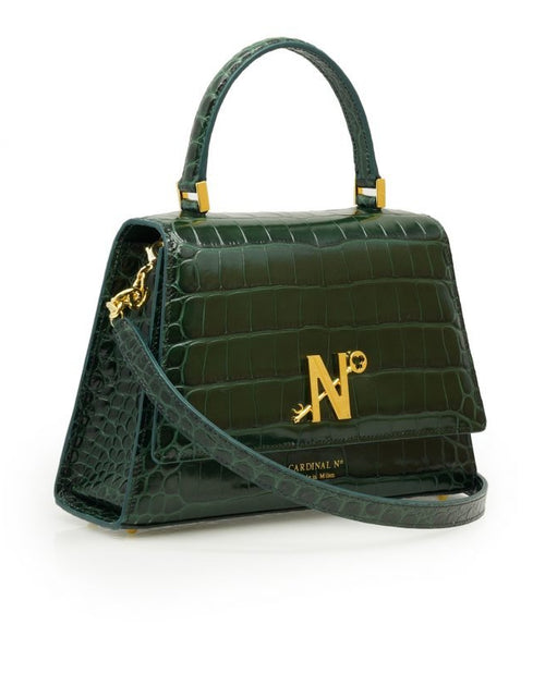 Load image into Gallery viewer, Lady Milan croc embossed green leather handbag
