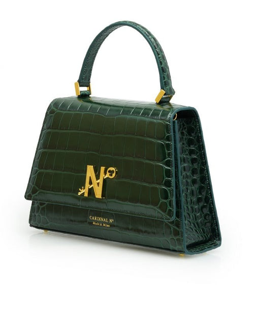 Load image into Gallery viewer, Lady Milan croc embossed green leather handbag
