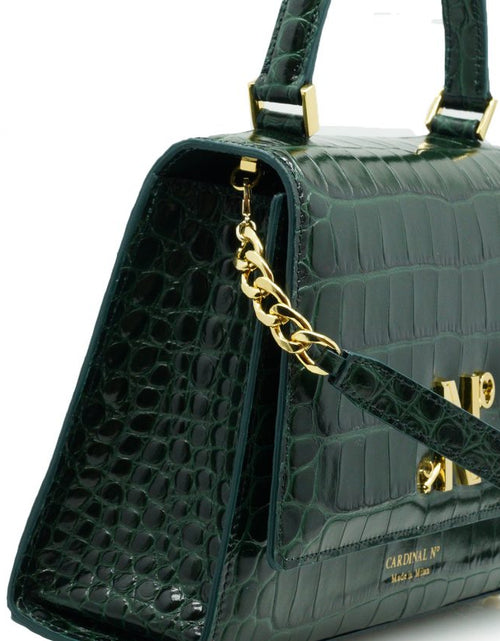 Load image into Gallery viewer, Lady Milan croc embossed green leather handbag
