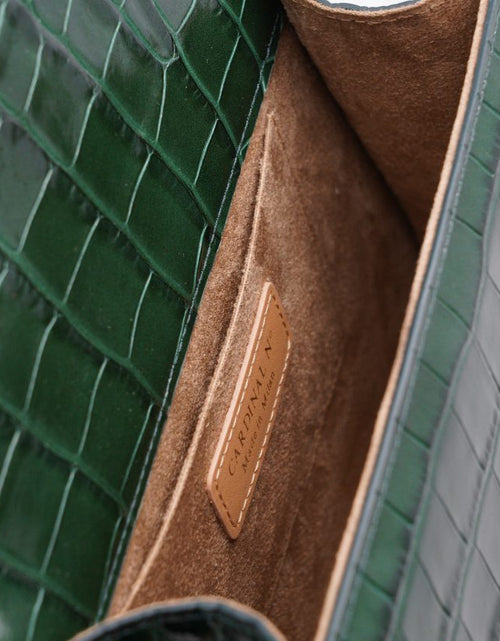 Load image into Gallery viewer, Lady Milan croc embossed green leather handbag
