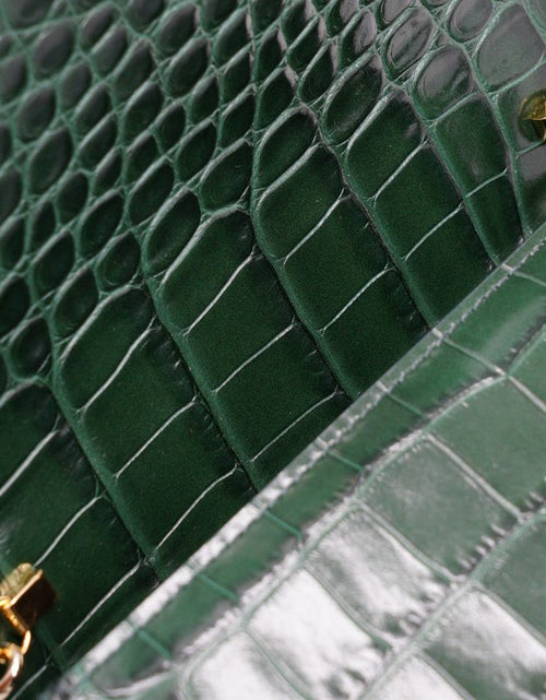 Load image into Gallery viewer, Lady Milan croc embossed green leather handbag
