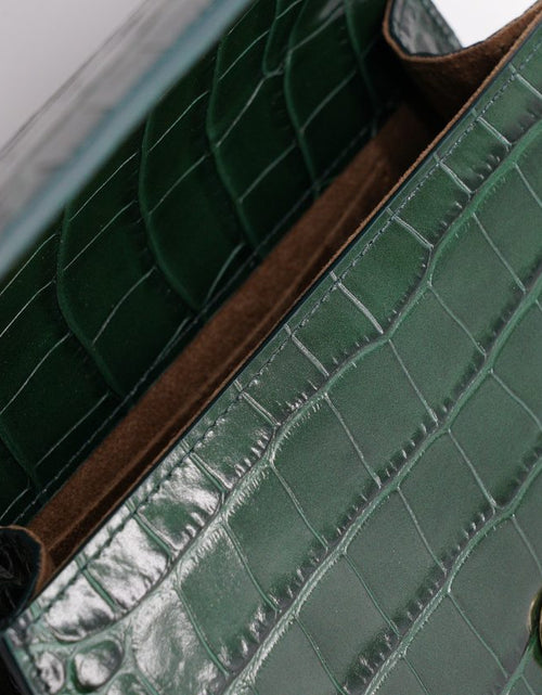 Load image into Gallery viewer, Lady Milan croc embossed green leather handbag
