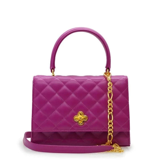 حقيبة كتف أوبرا من الجلد المبطن باللون الأوركيد