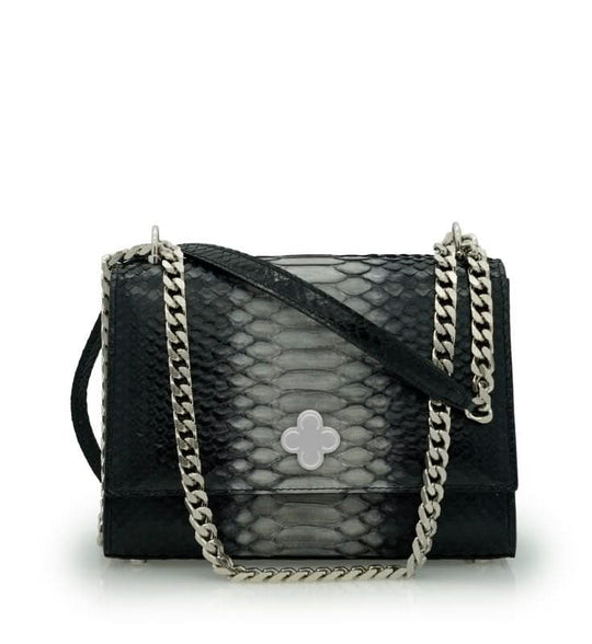 حقيبة سلسلة من جلد الثعبان الأسود من أوبرا نايت